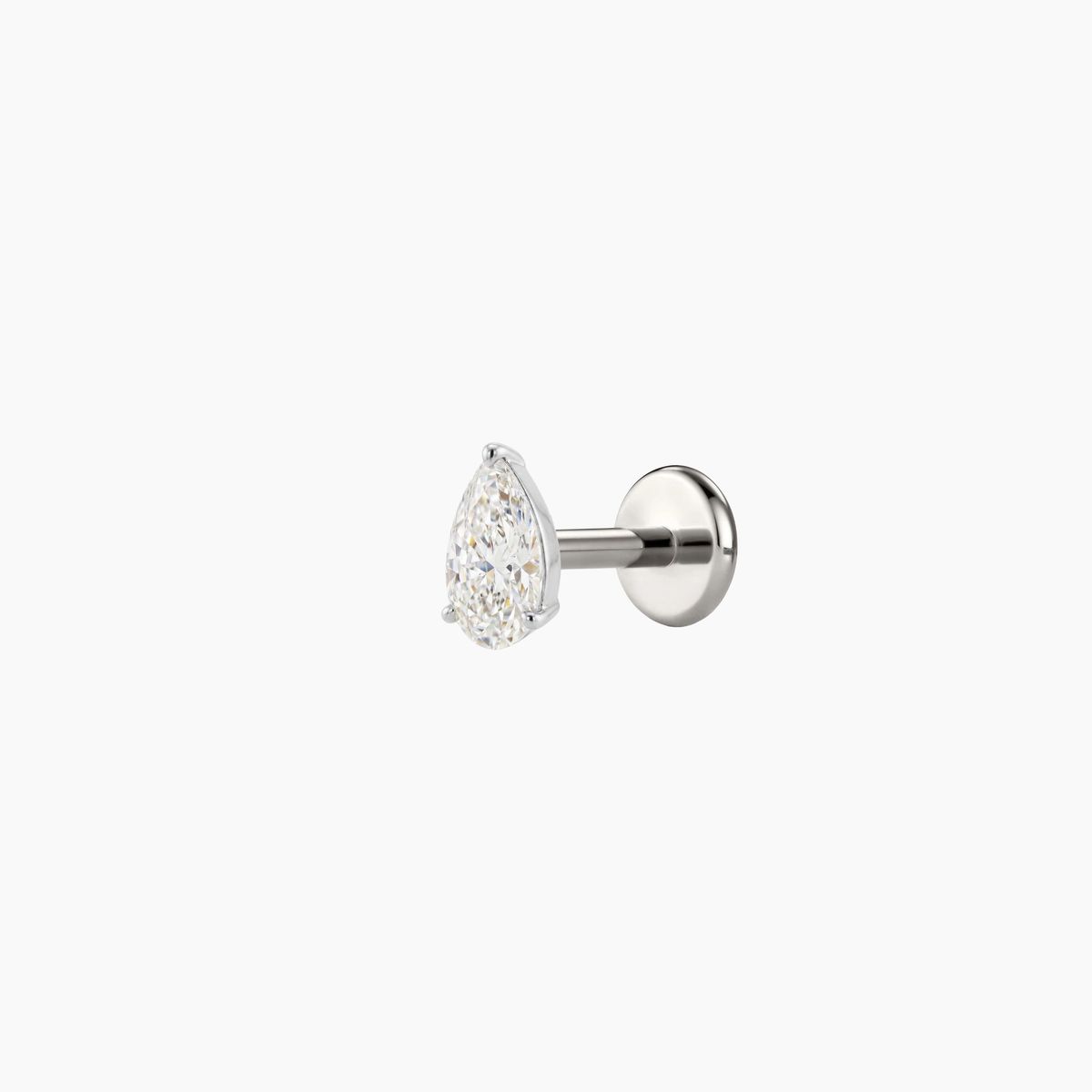 AERÉ™ 14K White Gold 3-Prong Pear Flat Back Stud & Titanium Post - Photo 4 | AUNYRA
