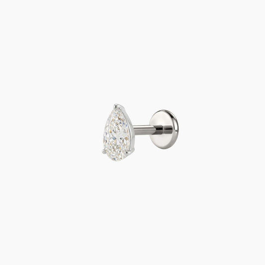 AERÉ™ 14K White Gold 3-Prong Pear Flat Back Stud & Titanium Post | AUNYRA