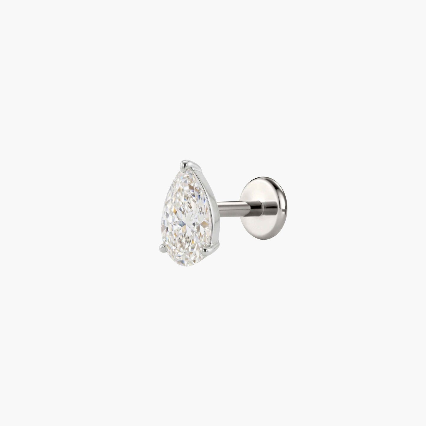AERÉ™ 14K White Gold 3-Prong Pear Flat Back Stud & Titanium Post - Photo 5 | AUNYRA