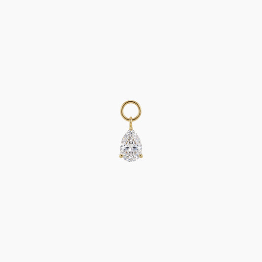 14K Yellow Gold Pear Solitaire Piercing Drop Charm | AUNYRA