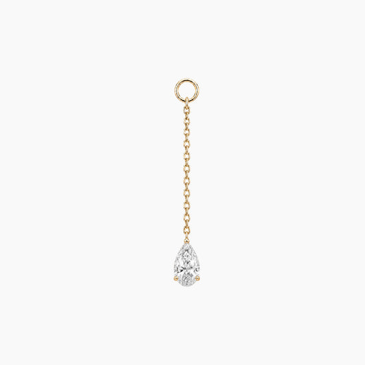 14K Yellow Gold Pear Chain Drop Piercing Charm | AUNYRA