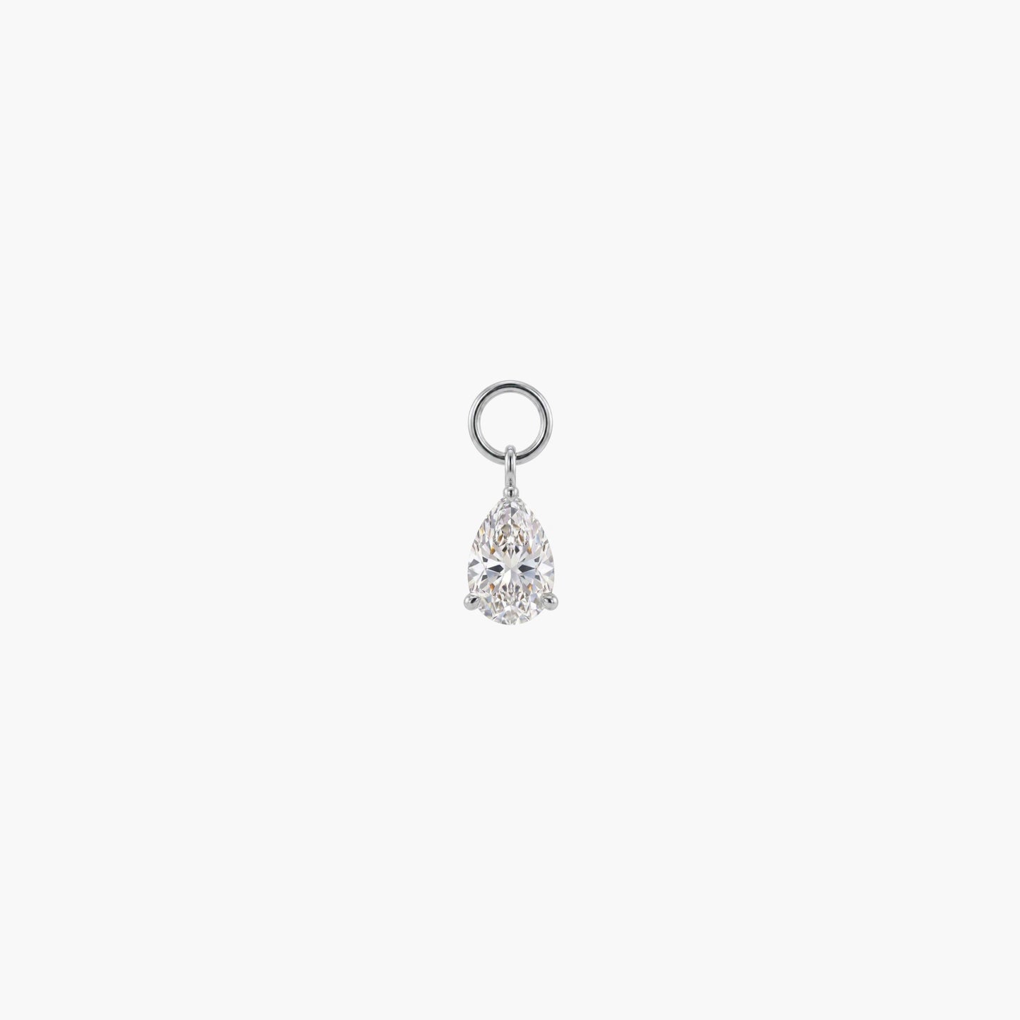 14K White Gold Pear Solitaire Piercing Drop Charm | AUNYRA