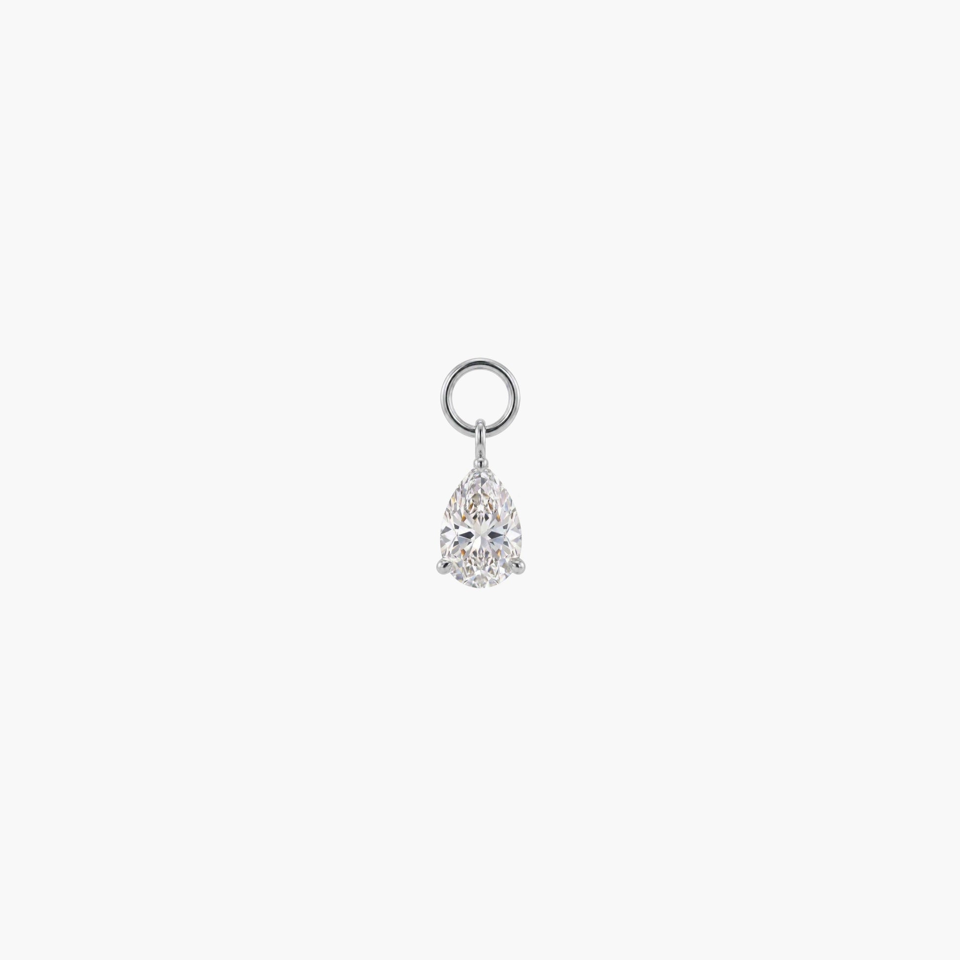14K White Gold Pear Solitaire Piercing Drop Charm | AUNYRA