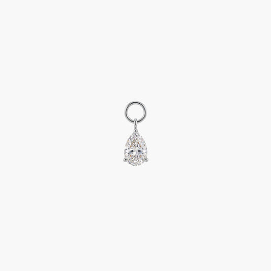 14K White Gold Pear Solitaire Piercing Drop Charm | AUNYRA