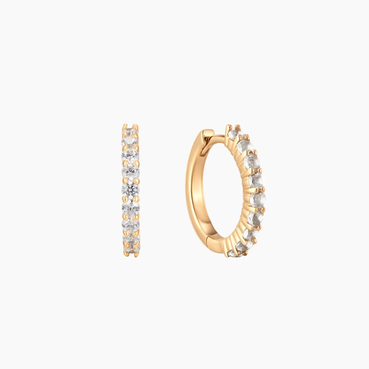 14K Yellow Gold April Lab Diamond Birthstone Clicker Hoop