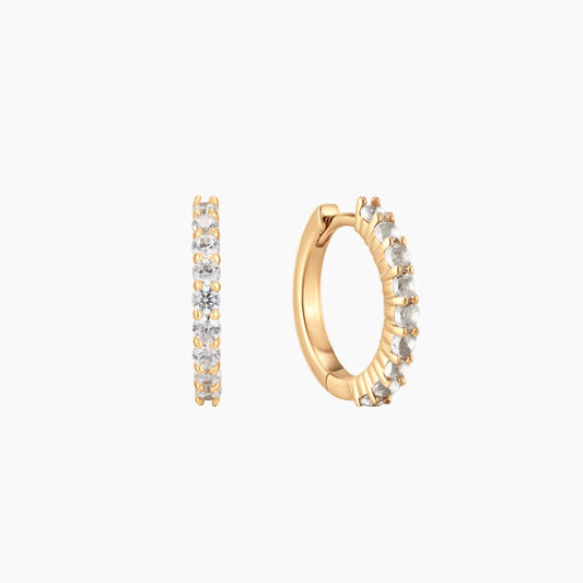 14K Yellow Gold April Lab Diamond Birthstone Clicker Hoop