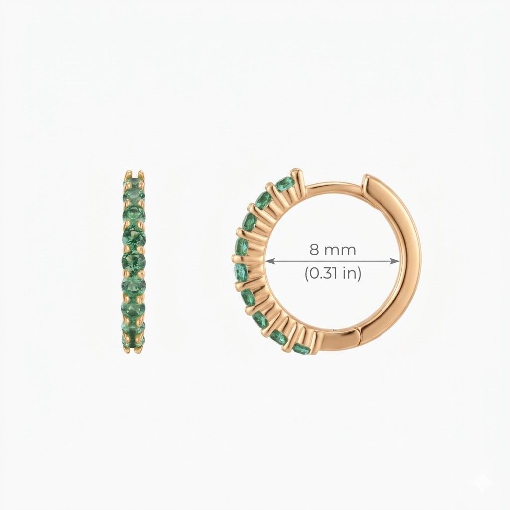 Aunyra- 14K Yellow Gold May Emerald Birthstone Clicker Hoop