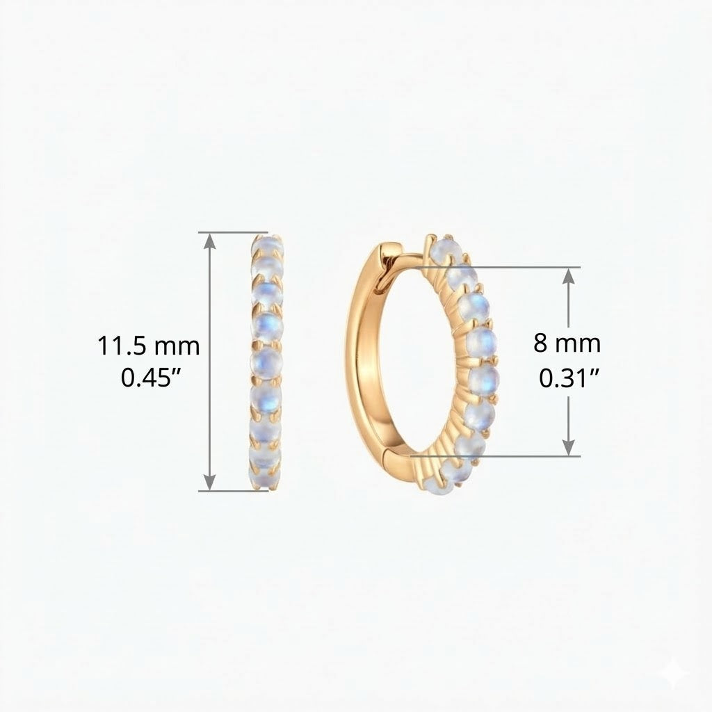 Aunyra- 14K Yellow Gold June Moonstone Birthstone Clicker Hoop