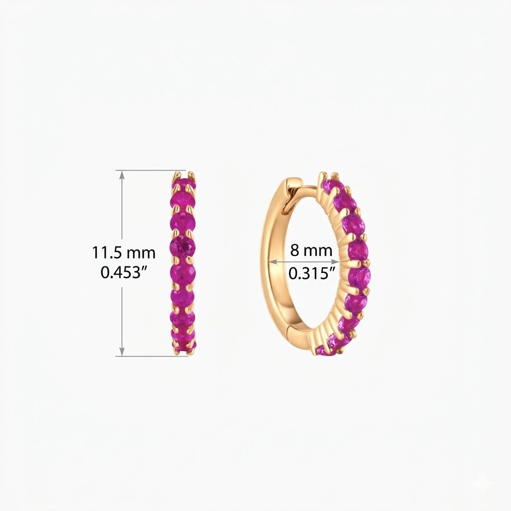 Aunyra- 14K Yellow Gold July Ruby Birthstone Clicker Hoop