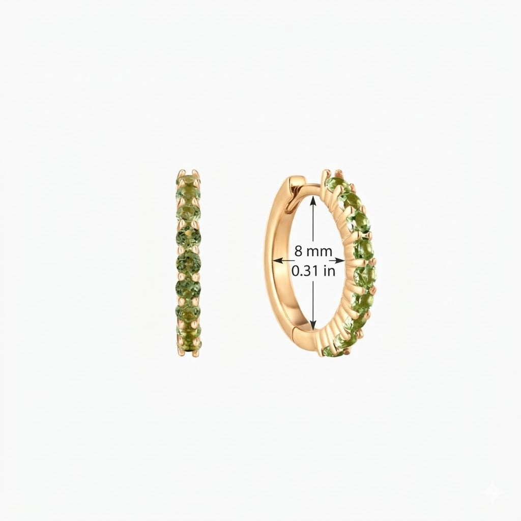 Aro de oro amarillo de 14 quilates con piedra de nacimiento de peridoto de agosto