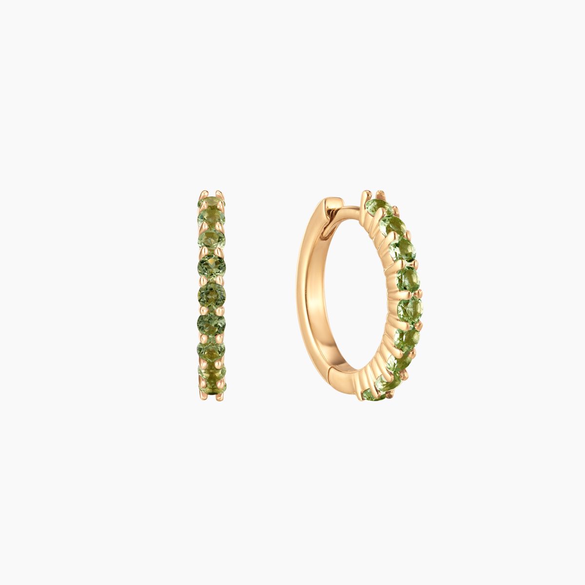 14K Yellow Gold August Peridot Birthstone Clicker Hoop