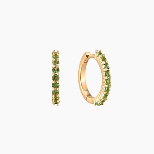 14K Yellow Gold August Peridot Birthstone Clicker Hoop