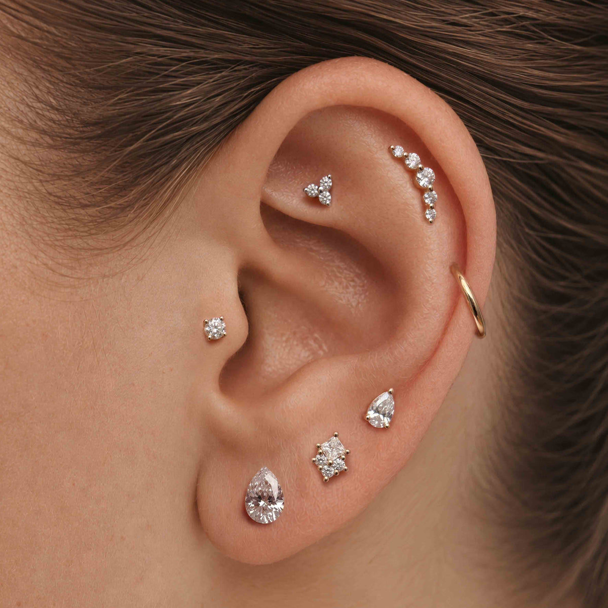 AERÉ™ 14K Solid Gold Pear Flat Back Stud & Solid Gold Post
