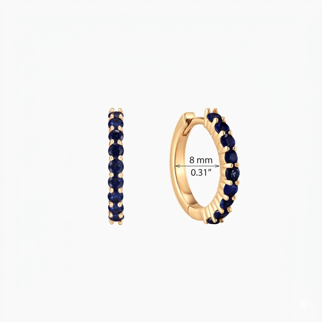 Aunyra- 14K Yellow Gold September Sapphire Birthstone Clicker Hoop
