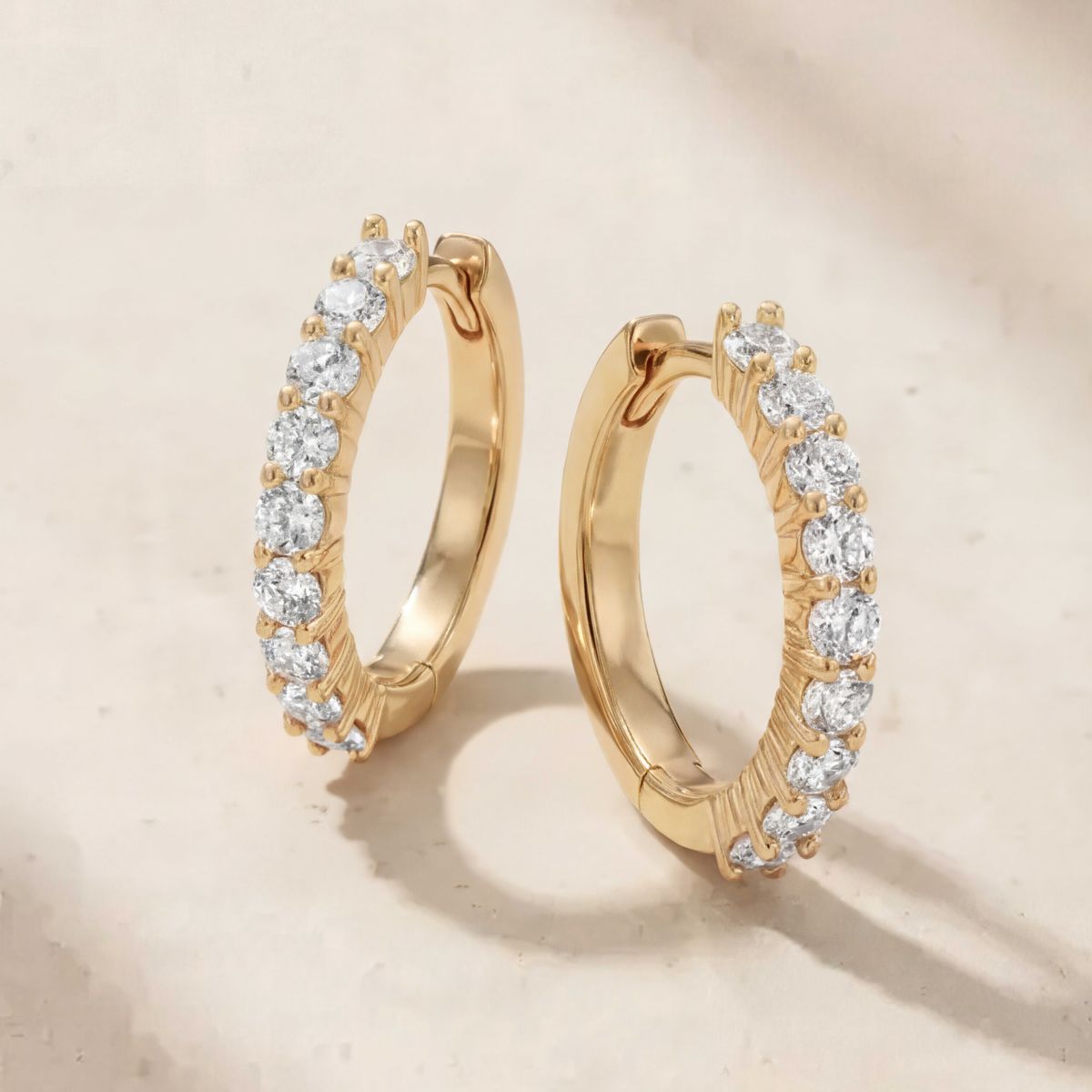 Aunyra- 14K Yellow Gold April Lab Diamond Birthstone Clicker Hoop