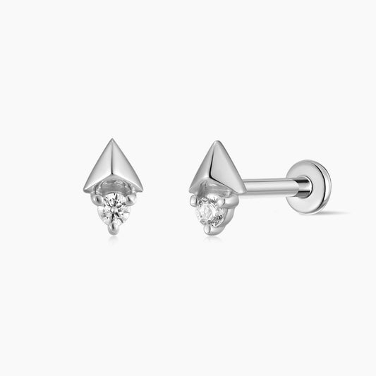 14K Solid White Gold Arrow Geometric Piercing Stud & Titanium Post