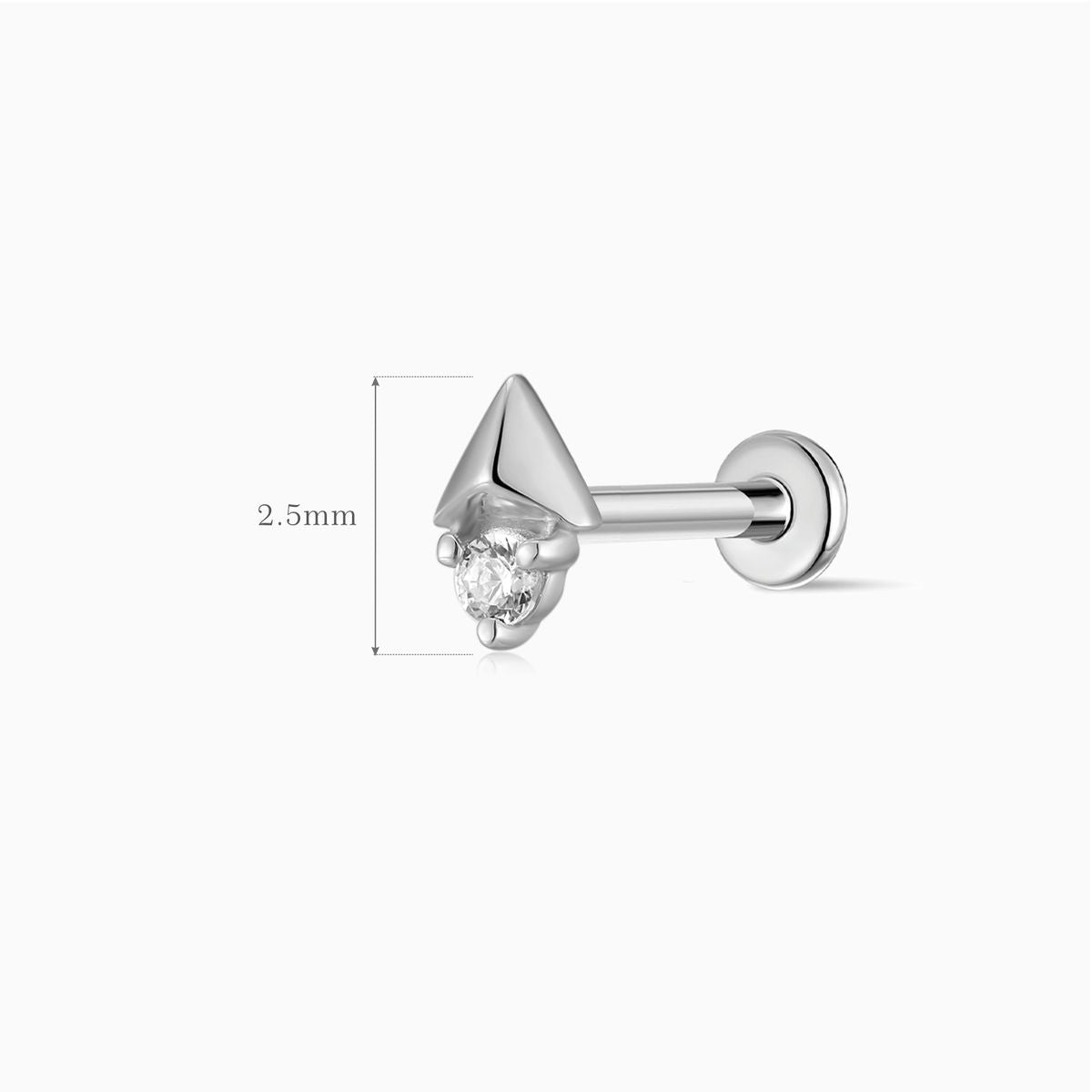 14K Solid White Gold Arrow Geometric Piercing Stud & Titanium Post