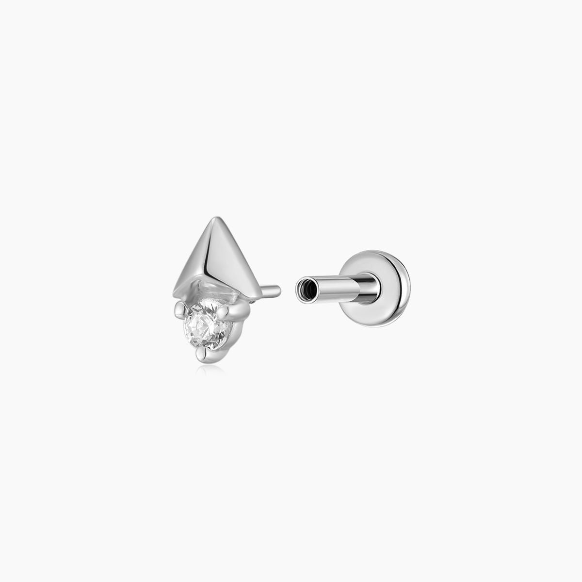 14K Solid White Gold Arrow Geometric Piercing Stud & Titanium Post