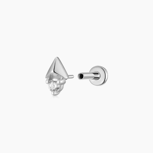 14K Solid White Gold Arrow Geometric Piercing Stud & Titanium Post