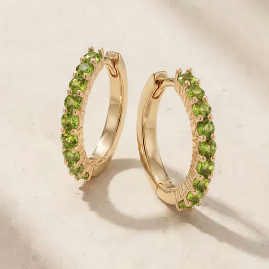 Aunyra- 14K Yellow Gold August Peridot Birthstone Clicker Hoop