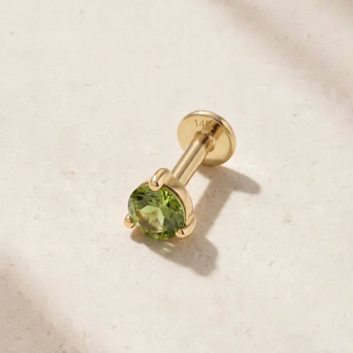 Aunyra- 14K Yellow Gold August Peridot Flat Back Stud & Solid Gold Post