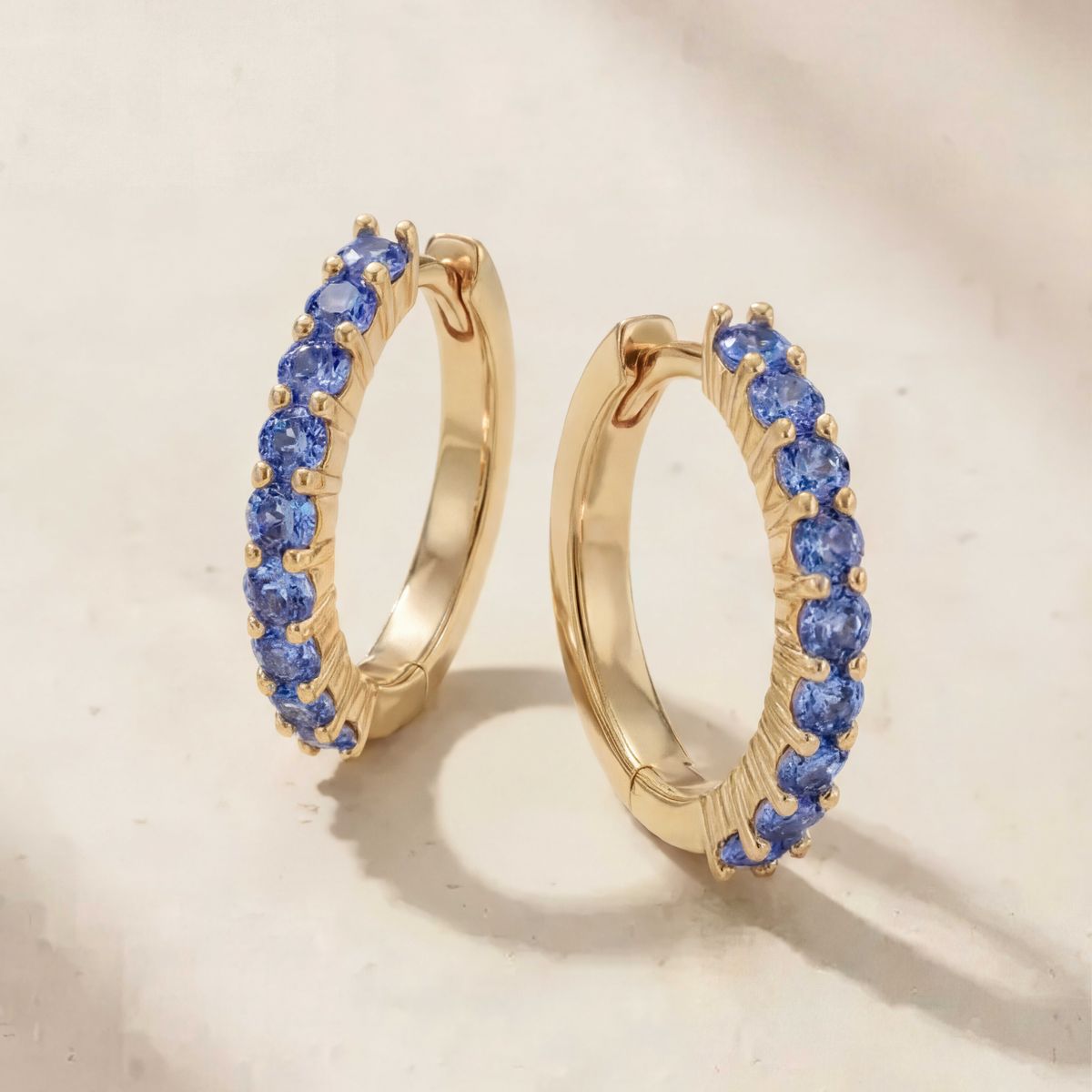 Aunyra- 14K Yellow Gold December Tanzanite Birthstone Clicker Hoop