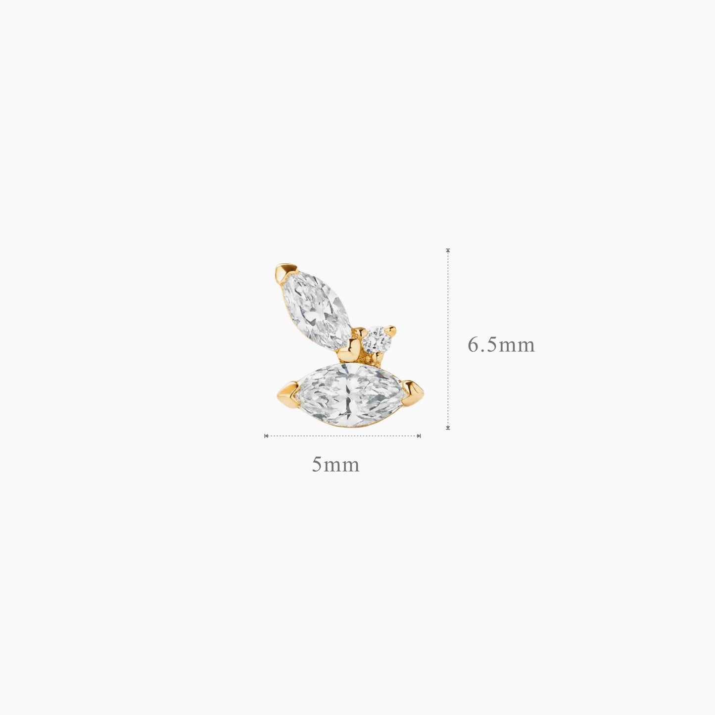 AERÉ™ 14K Solid Gold Dual Marquise & Round Cluster Stud & Solid Gold Post
