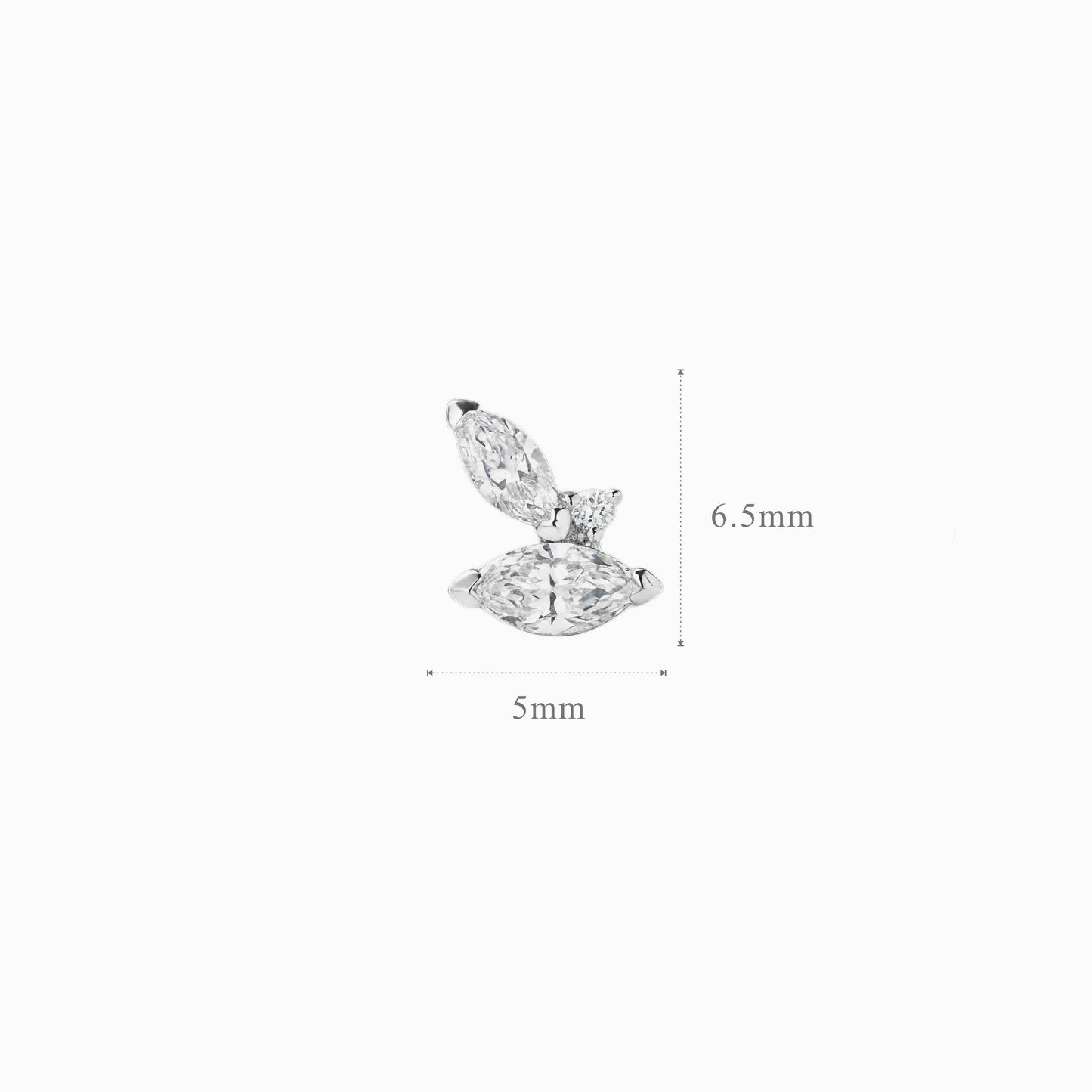 AERÉ™ 14K White Gold Dual Marquise & Round Cluster Stud & Solid Gold Post