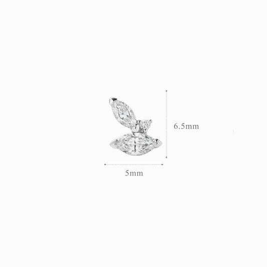 AERÉ™ 14K White Gold Dual Marquise & Round Cluster Stud & Titanium Post