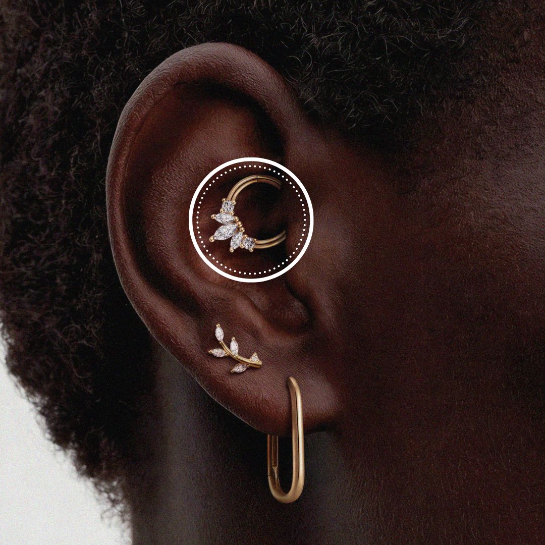 14K Yellow Gold Marquise Cluster Clicker