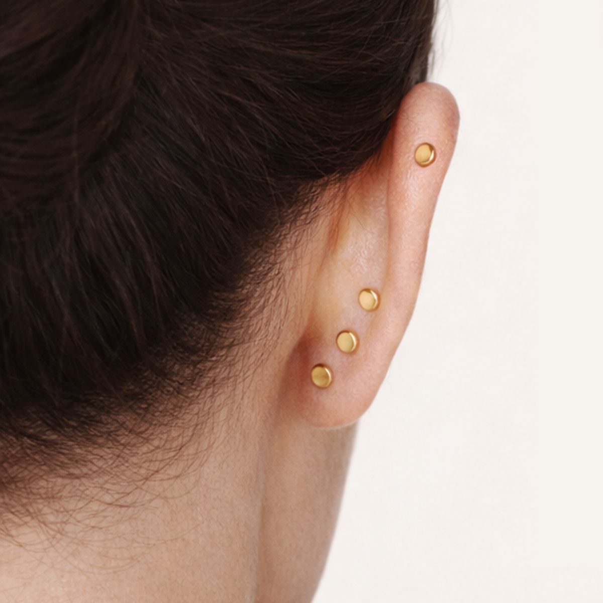 14K Solid Yellow Gold Marquise Cluster Flat Back Stud & Solid Gold Post