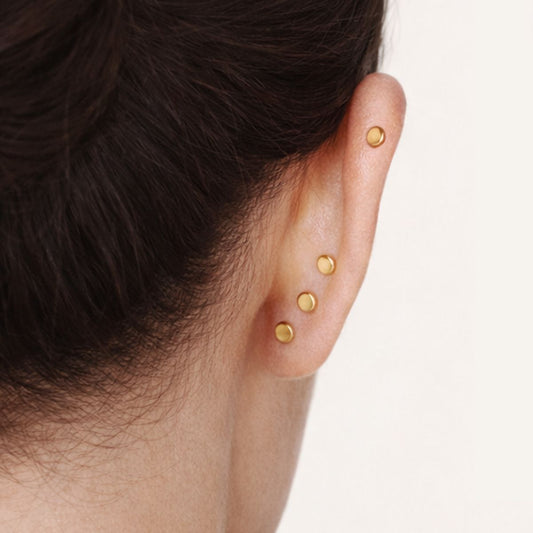 14K Yellow Gold October Opal Flat Back Stud & Solid Gold Post