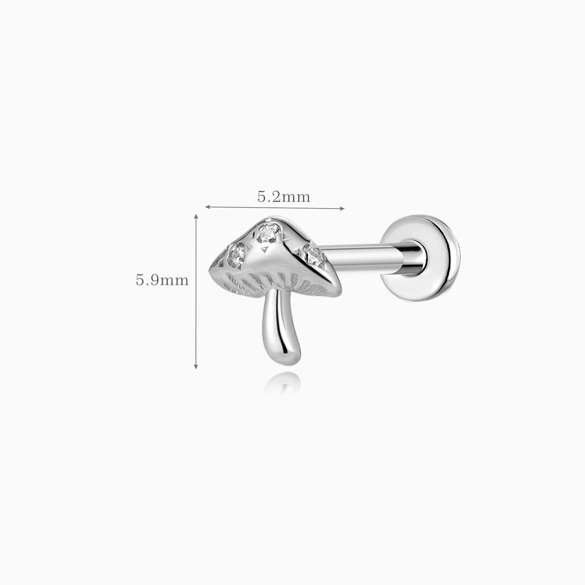 Aunyra- 14K Solid White Gold Mushroom Flat Back Stud & Titanium Post