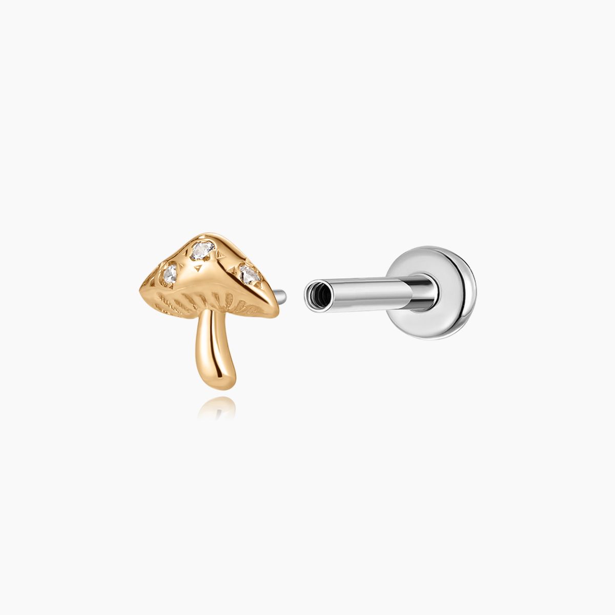 Aunyra- 14K Solid Yellow Gold Mushroom Flat Back Stud & Titanium Post