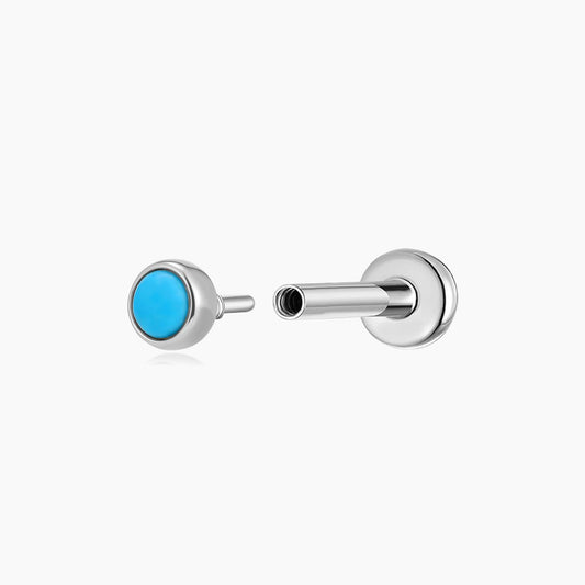 14K Solid White Gold Turquoise Flat Back Stud & Titanium Post