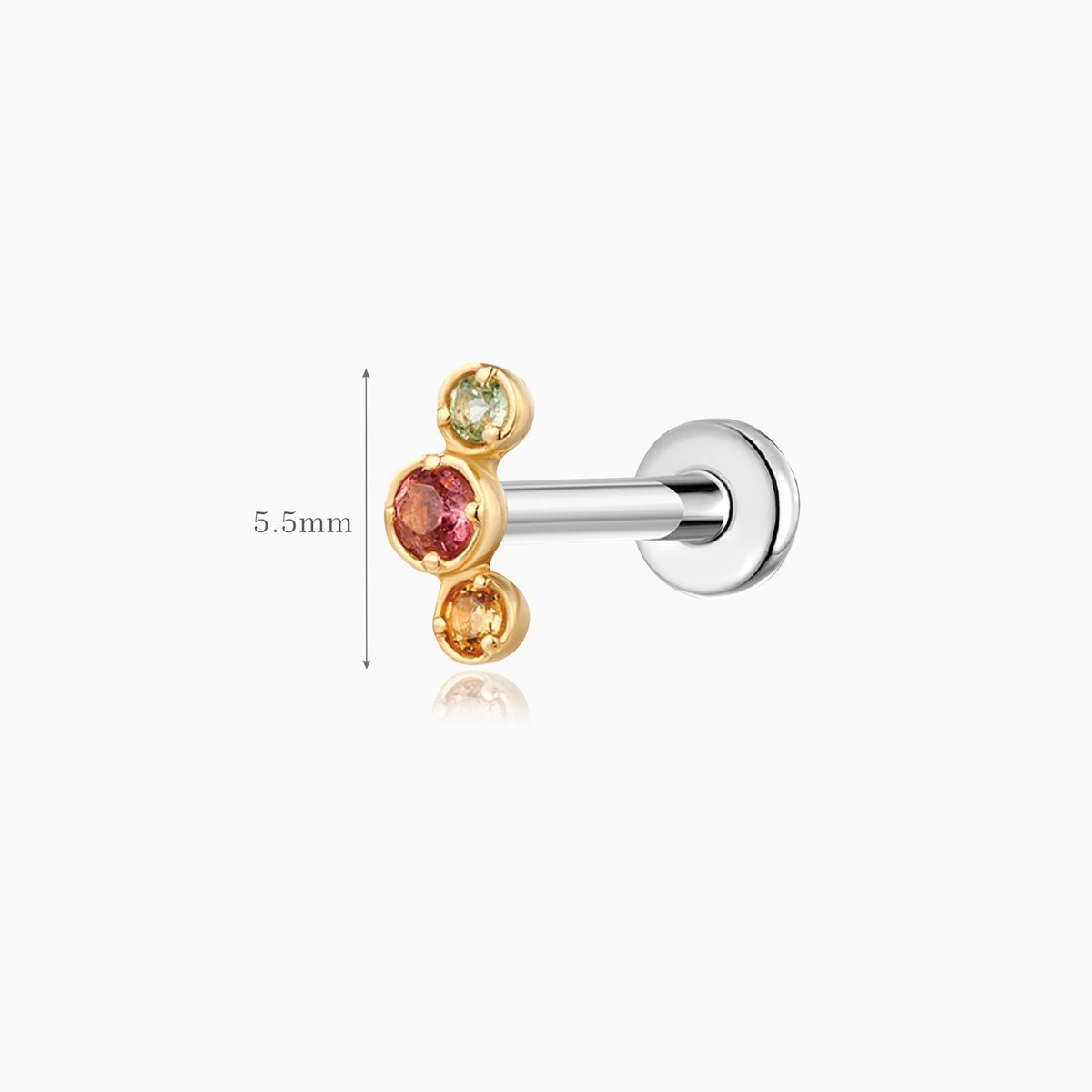 Aunyra- 14K Solid Yellow Gold Peridot Amethyst Citrine Cluster Stud & Titanium Post