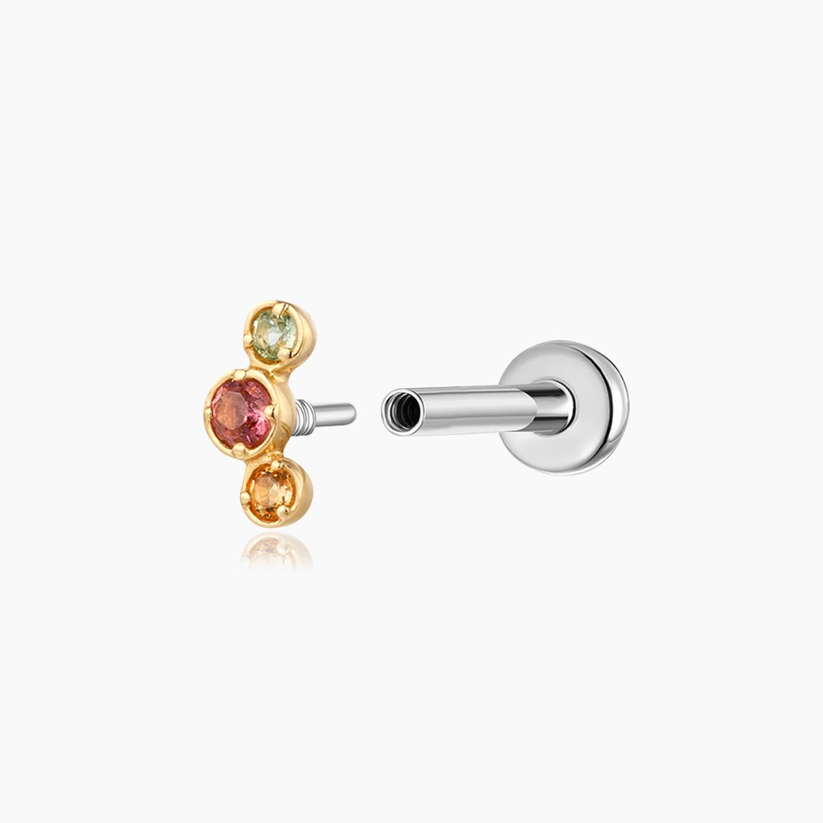 Aunyra- 14K Solid Yellow Gold Peridot Amethyst Citrine Cluster Stud & Titanium Post