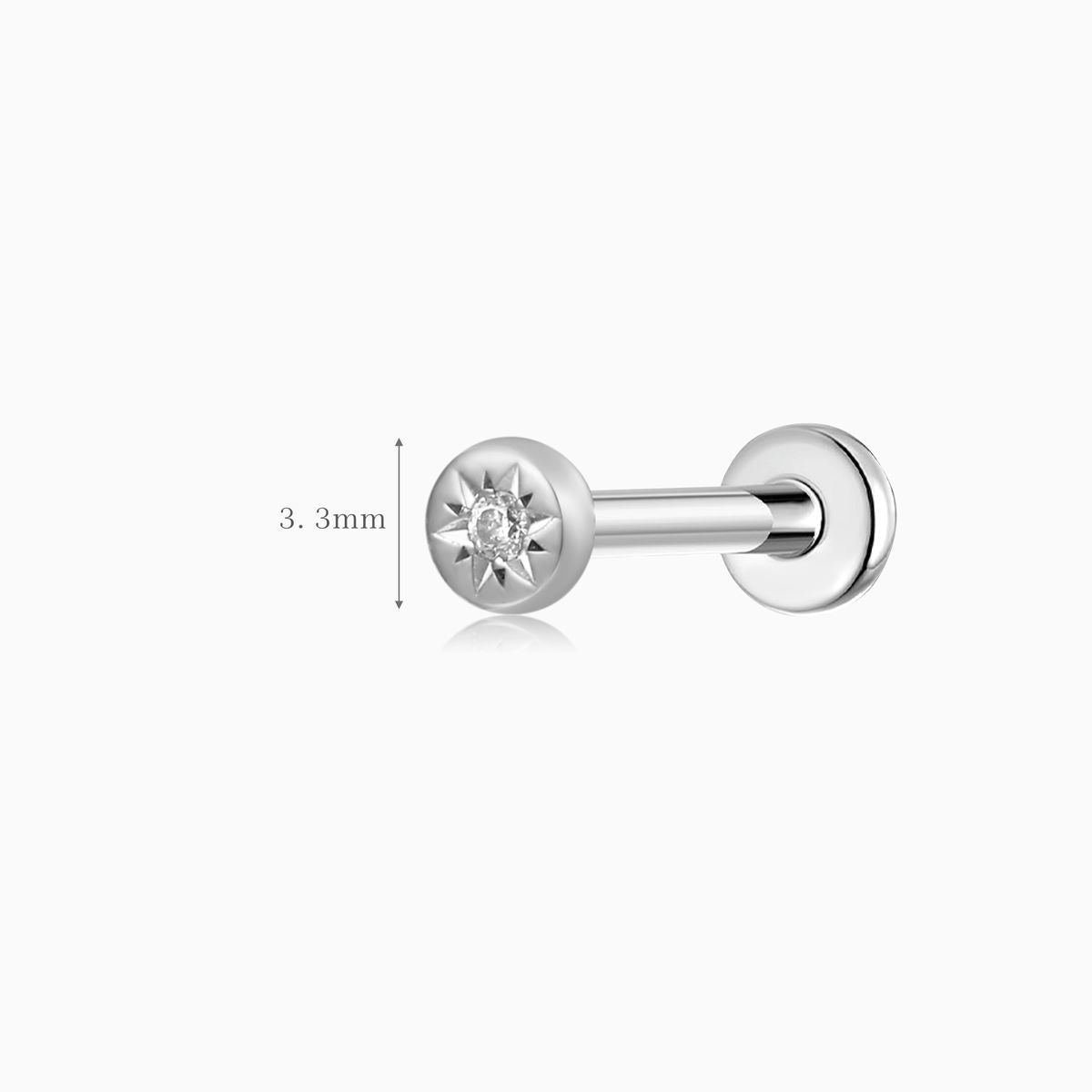 Aunyra- 14K Solid White Gold Sunburst Flat Back Stud & Titanium Post