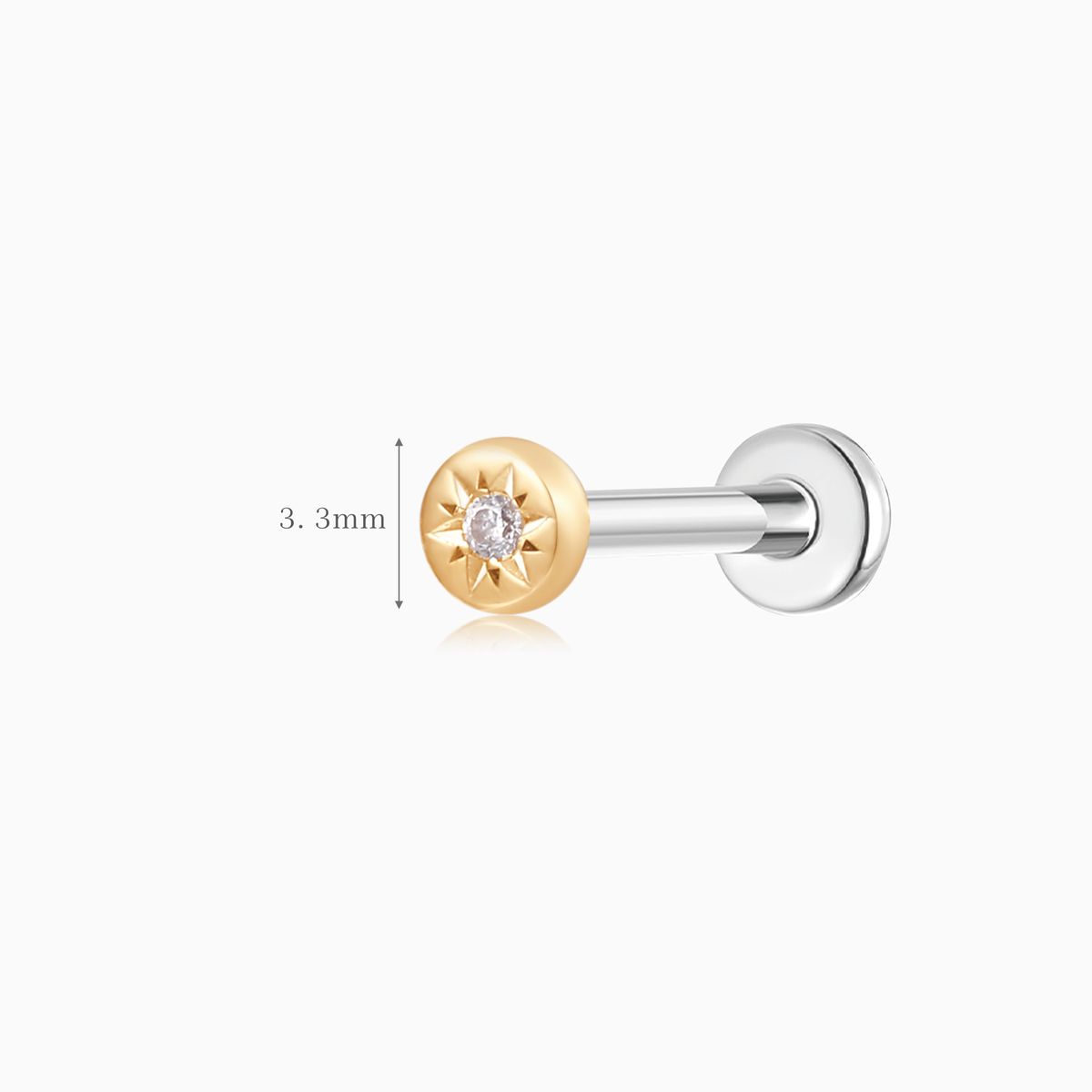 Aunyra- 14K Solid Yellow Gold Sunburst Flat Back Stud & Titanium Post