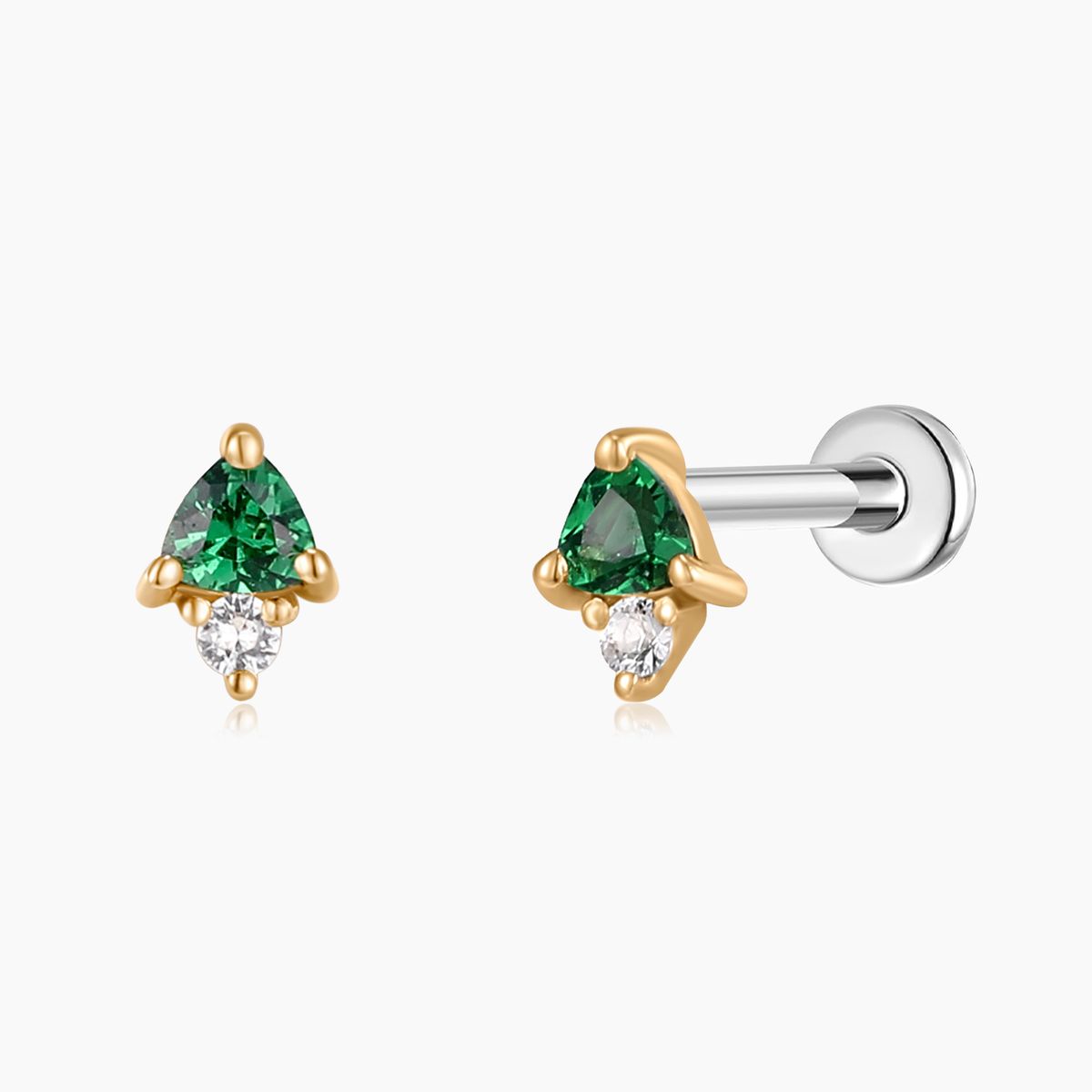 Aunyra- 14K Solid Yellow Gold Tsavorite Flat Back Stud & Titanium Post