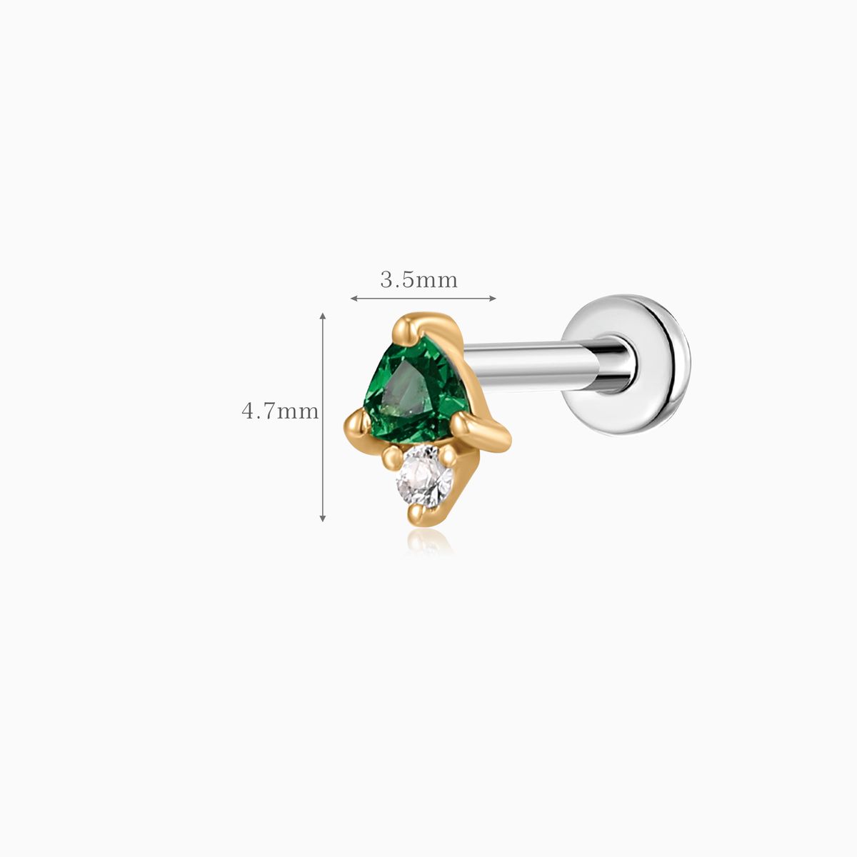 Aunyra- 14K Solid Yellow Gold Tsavorite Flat Back Stud & Titanium Post
