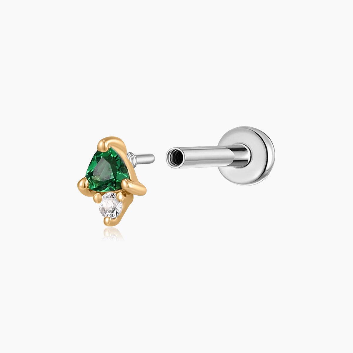 Aunyra- 14K Solid Yellow Gold Tsavorite Flat Back Stud & Titanium Post