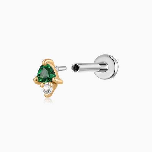 Aunyra- 14K Solid Yellow Gold Tsavorite Flat Back Stud & Titanium Post