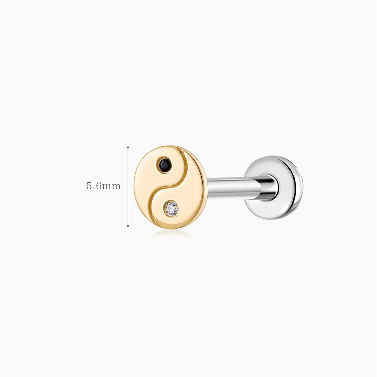 Aunyra- 14K Solid Yellow Gold Yin Yang Flat Back Stud & Titanium Post