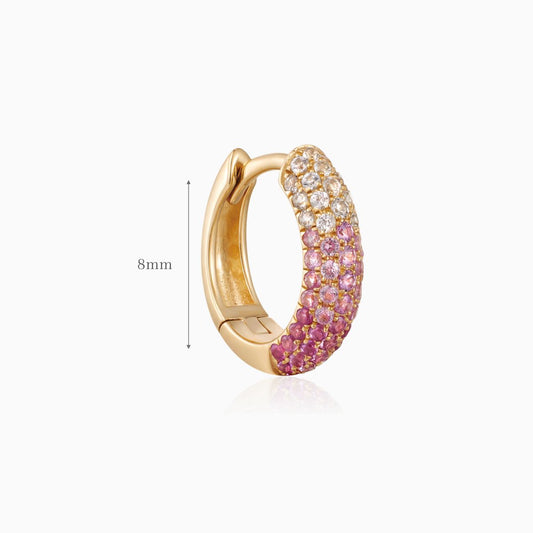 14K Solid Yellow Gold Ruby & White Sapphire Pavé Gradient Hoop