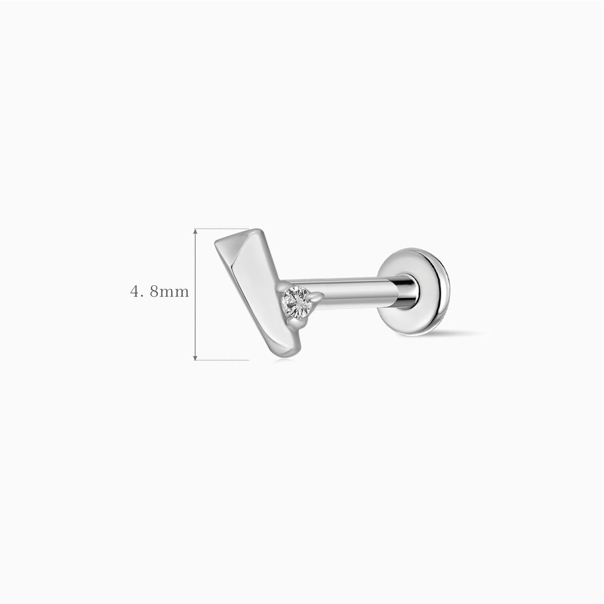 14K Solid White Gold Geometric Bar Piercing Stud & Titanium Post