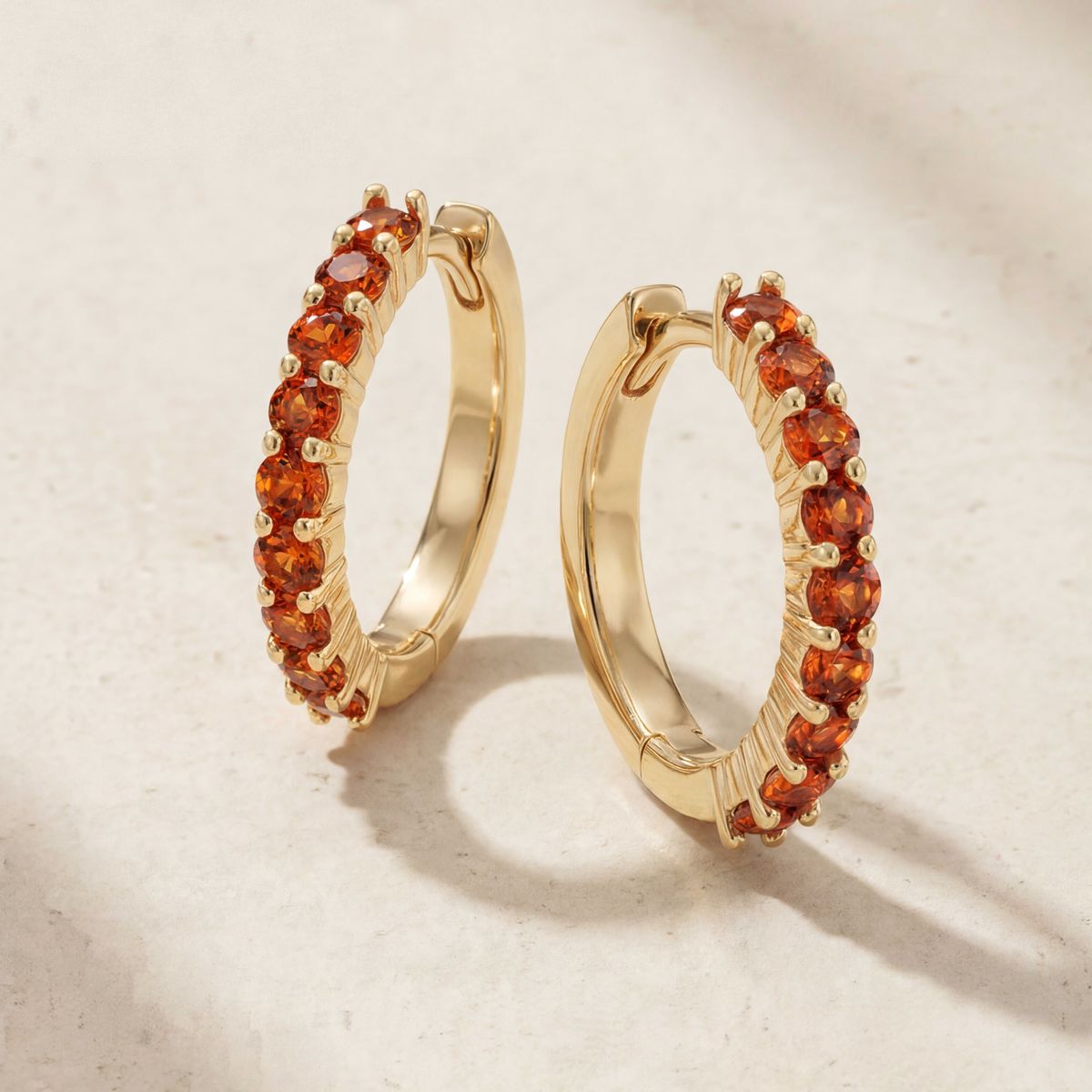 Aunyra- 14K Yellow Gold January Garnet Birthstone Clicker Hoop