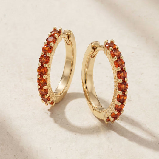 Aunyra- 14K Yellow Gold January Garnet Birthstone Clicker Hoop