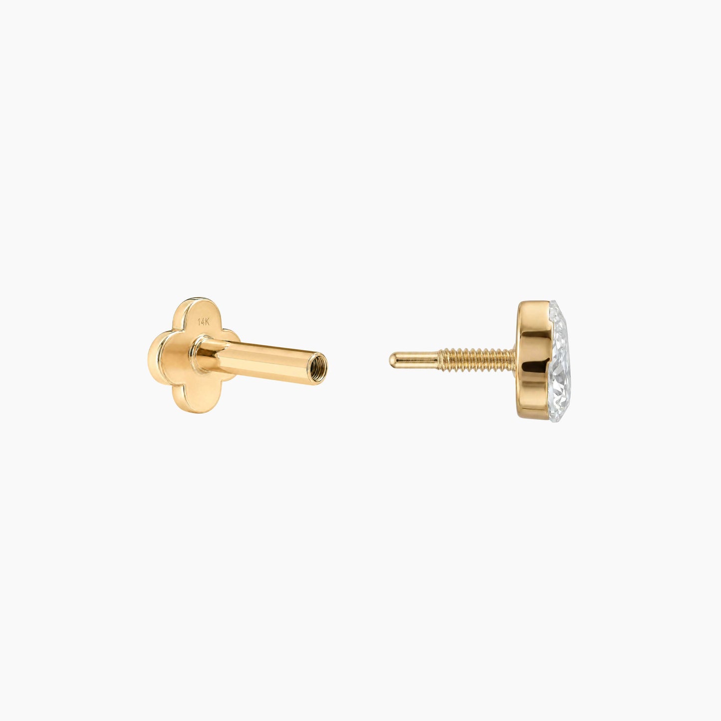 AERÉ™ 14K Solid Gold Pear Flat Back Stud & Solid Gold Post