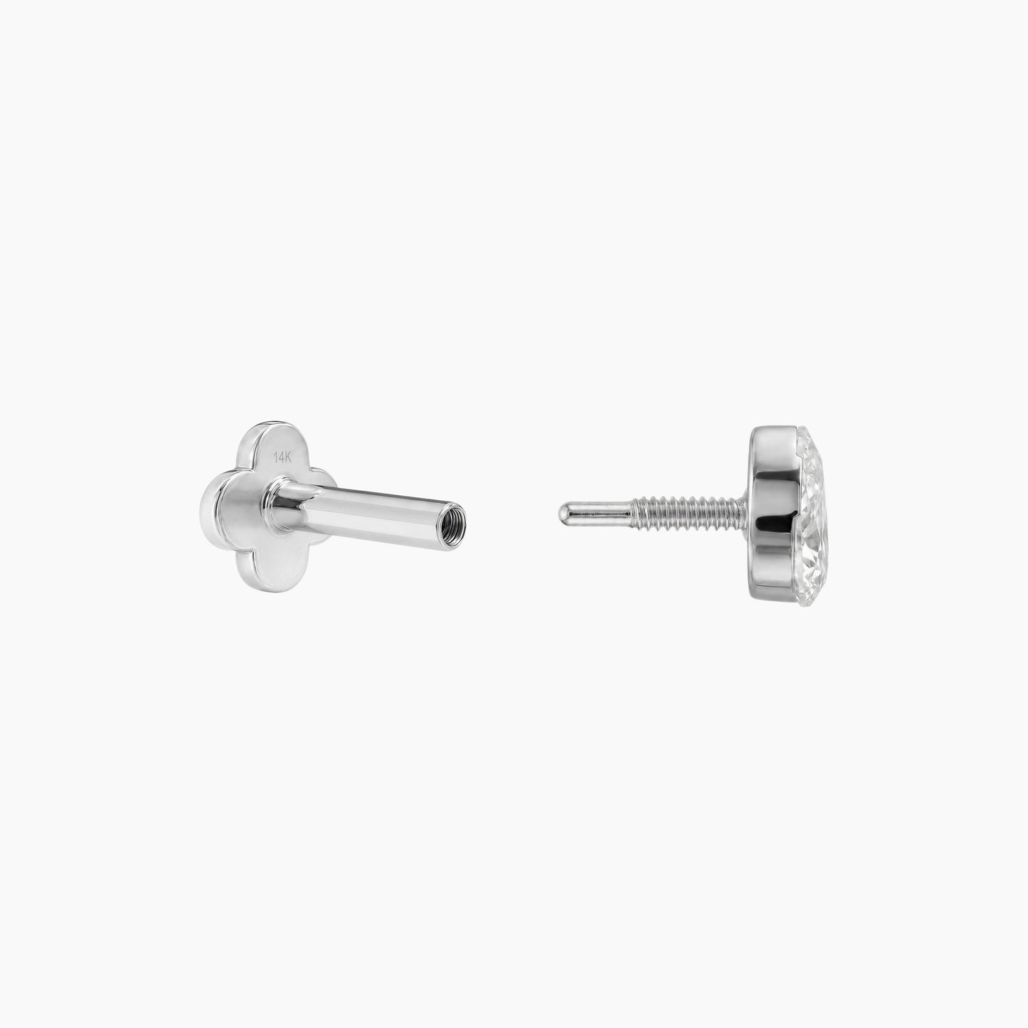 AERÉ™ 14K White Gold Marquise Flat Back Stud & Solid Gold Post
